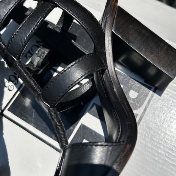 Frye Suzie Gladiator Womens Black Leather Strap Block Heels - Picture 9 of 16